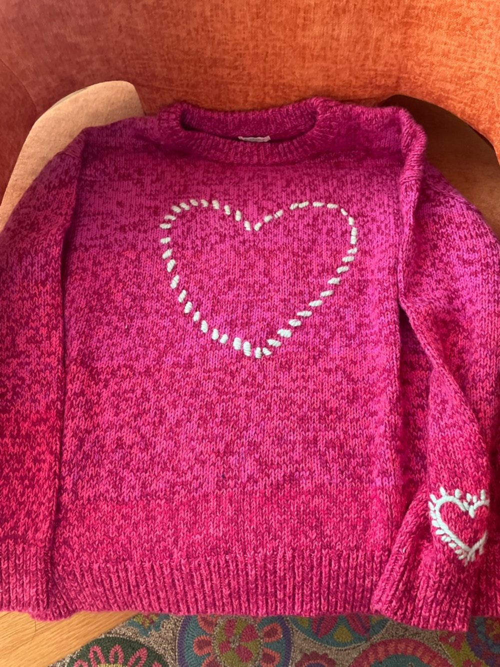 Beautiful Sundance Embroidered Heart Knit Sweater - Women's Pullover